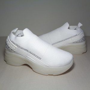Bebe Size 8.5 M AMARIS White Rhinestone Studded Sneakers New Women's Shoes